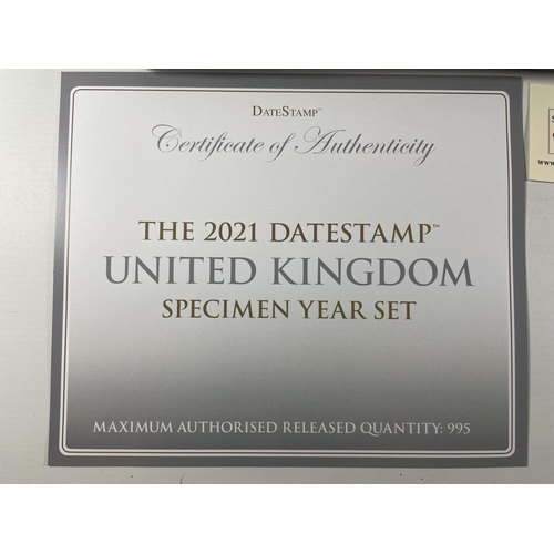 427 - UK 2021 DATESTAMP SPECIMEN SET . BOXED WITH COA