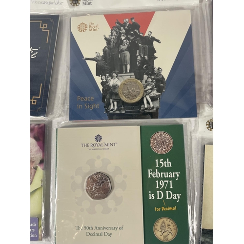 438 - UK A SELECTION OF 6 , UNOPENED COIN PACKS , 2019-2021