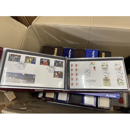 439 - LARGE CARTON CONTAINING TWO BOXED ALBUMS OF GB PLUS SEVEN FDC BINDERS OF GB PLUS PRESENTATION PACKS