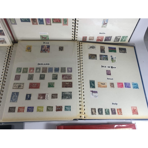 450A - SEVEN ALBUMS CONTAINING STAMPS FROM AROUND THE WORLD AND VARIOUS LOOSE STAMPS ETC