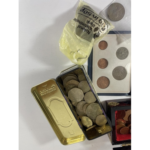 479 - A QUANTITY OF BRITISH COINS AND TOKENS TO INCLUDE DECIMAL COINS ETC