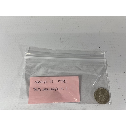 493 - A LARGE QUANTITY OF TWO SHILLING PIECES (ALL BAGGED AND LABELLED ACCORDING TO YEAR)