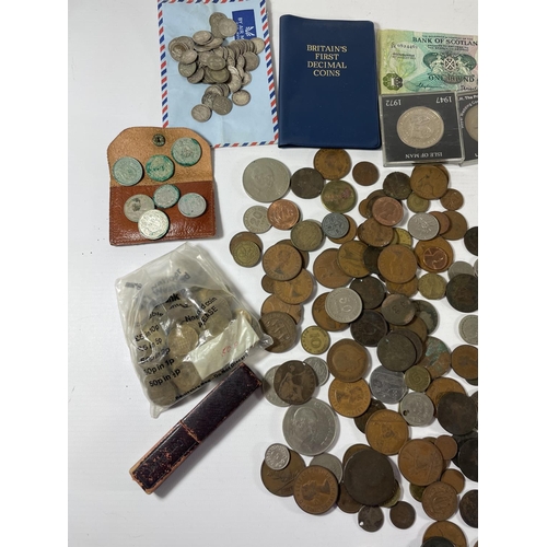 499 - A LARGE QUANTITY OF COINS TO INCLUDE BRITISH AND FOREIGN