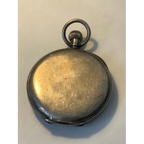 624 - A SILVER HALF HUNTER POCKET WATCH (FACE A/F)