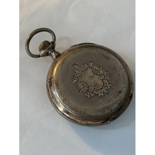 629 - A .800 SILVER POCKET WATCH FOR SPARES OR REPAIR