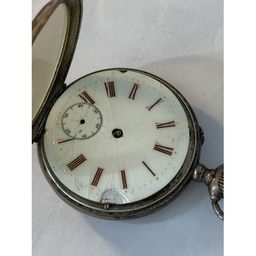 629 - A .800 SILVER POCKET WATCH FOR SPARES OR REPAIR