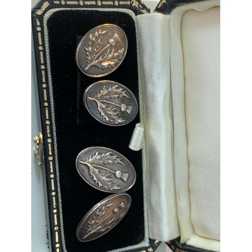 645 - TWO PAIRS OF HALLMARKED SILVER CUFFLINKS IN PRESENTATION BOXES AND OUTER BOX