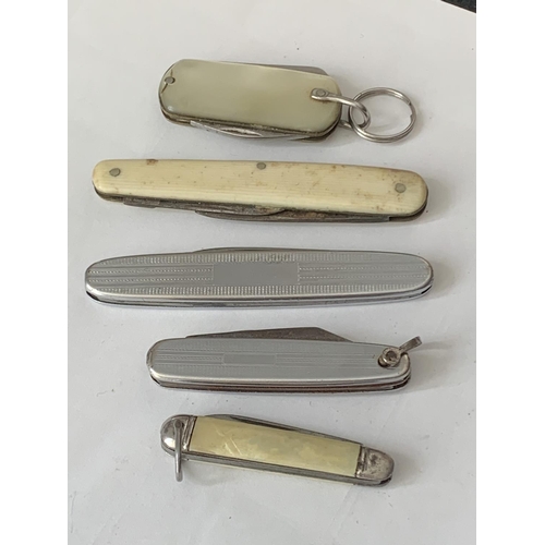 654 - FIVE VINTAGE PEN KNIVES