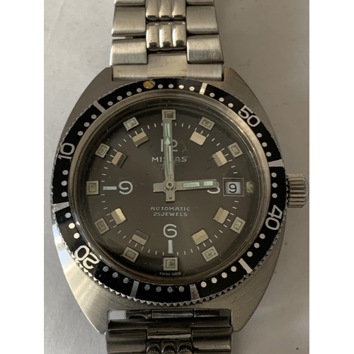 670 - A RARE MISTAS AUTOMATIC 25 JEWELS DIVERS WATCH 200M. SEEN WORKING BUT NO WARRANTY