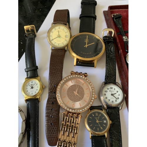 682 - TEN VARIOUS WATCHES TO INCLUDE A VINTAGE BIFORA IN A PRESENTATION BOX