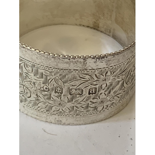 95 - THREE SILVER NAPKIN RINGS TO INCLUDE TWO HALLMARKED BIRMINGHAM