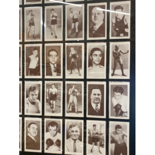 1002 - A FRAMED COLLECTION OF FAMOUS BOXERS CIGARETTE CARDS