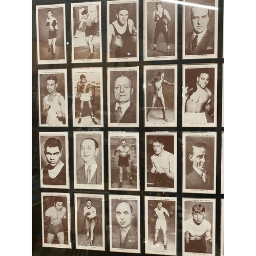 1002 - A FRAMED COLLECTION OF FAMOUS BOXERS CIGARETTE CARDS