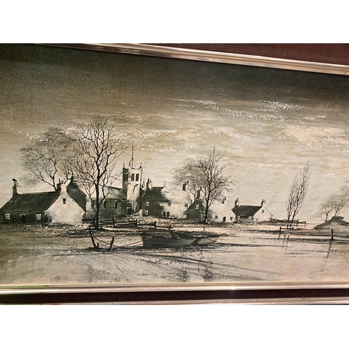 1016 - TWO FRAMED PRINTS BY BRITISH ARTIST RONALD NORMAN FOLLAND OF RURAL LANDSCAPES IN WINTER