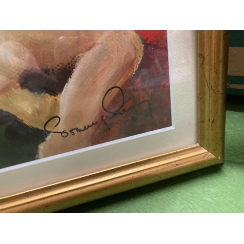 1023 - A FRAMED OIL ON BOARD OF A NUDE INDISTINCT SIGNATURE 46 X 35 CM