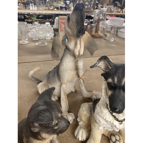 1067 - THREE MODEL DOGS TO INCLUDE A PORCELAIN GERMAN SHEPHERD PUPPY BY LENOX TOGETHER WITH A LIMITED EDITI... 