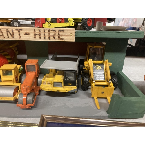 1082 - A PLANT HIRE GARAGE WITH TWELVE VARIOUS VEHICLES AND MACHINES