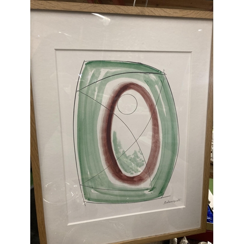 1105 - A SIGNED BARBARA HEPWORTH PRINT TITLED 'NOVEMBER GREEN' 62CM X 47CM