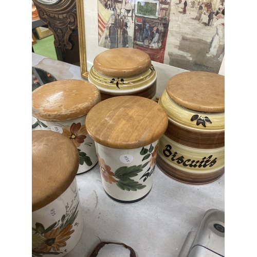 1106 - A QUANTITY OF VINTAGE STORAGE CANISTERS TO INCLUDE CROWN DEVON FIELDINGS