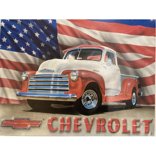 1113 - A CHEVROLET TIN SIGN 40CM X 32CM