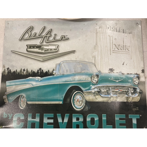 1116 - A BEL-AIR CHEVROLET TIN SIGN 41CM X 32CM