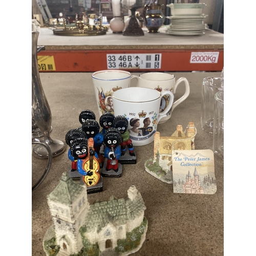 1130 - A SET OF ROBERTSONS BAND MEMBERS (7), COTTAGES, ROYAL COMMEMORATIVE MUGS, ETC