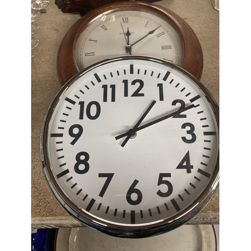 1133 - TWO WALL CLOCKS PLUS A MANTLE CLOCK