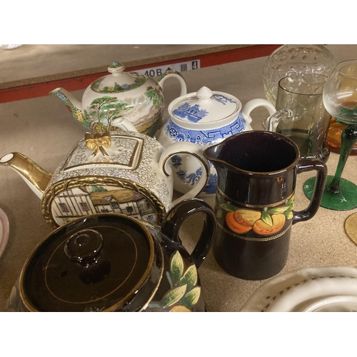 1160 - A COLLECTION OF VINTAGE TEAPOTS TO INCLUDE SADLER, ETC