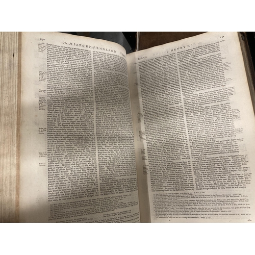 1165 - TWO LARGE ANTIQUARIAN FOLIO LEATHER BINDINGS OF THE HISTORY OF ENGLAND DATED 1732 PUBLISHED BY PAUL ... 
