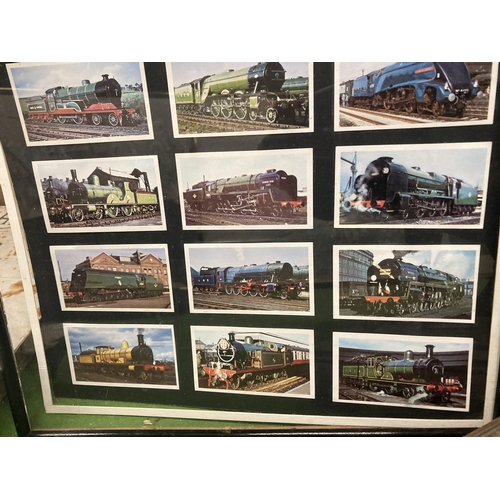 1189 - A FRAMED SET OF STEAM TRAIN CIGARETTE CARDS - FRAME A/F