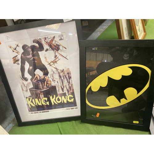 1195 - FOUR PRINTS OF FILM POSTERS TO INCLUDE JAWS, BLADE RUNNER, BATMAN AND KING KONG