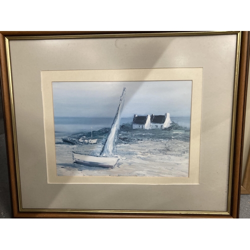 1200 - THREE FRAMED PRINTS TO INCLUDE ONE OF BOATS