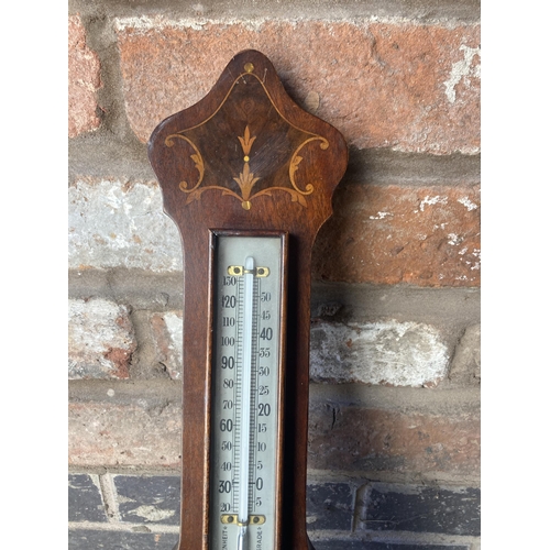 978 - A MAHOGANY CASED BAROMETER WITH EDWARDIAN STYLE INLAY