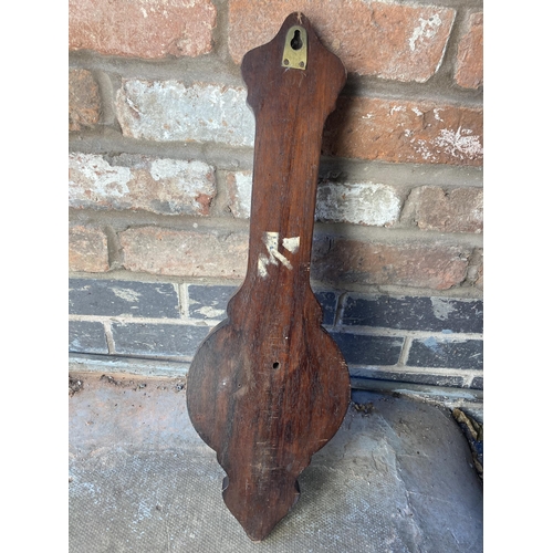 978 - A MAHOGANY CASED BAROMETER WITH EDWARDIAN STYLE INLAY