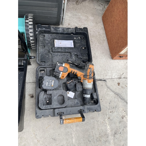 2021 - AN ASSORTMENT OF ITEMS TO INCLUDE A PUSH MOWER AND A WORX BATTERY DRILL