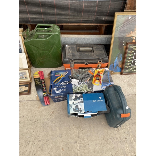 2024 - AN ASSORTMENT OF ITEMS TO INCLUDE A BELT SANDER AND A JERRY CAN