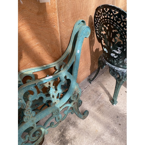 1579 - A PAIR OF DECORATIVE CAST IRON BENCH ENDS WITH LION HEAD ENDS