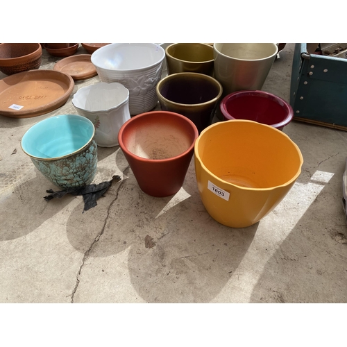 1603 - A LARGE ASSORTMENT OF CERAMIC PLANT POTS