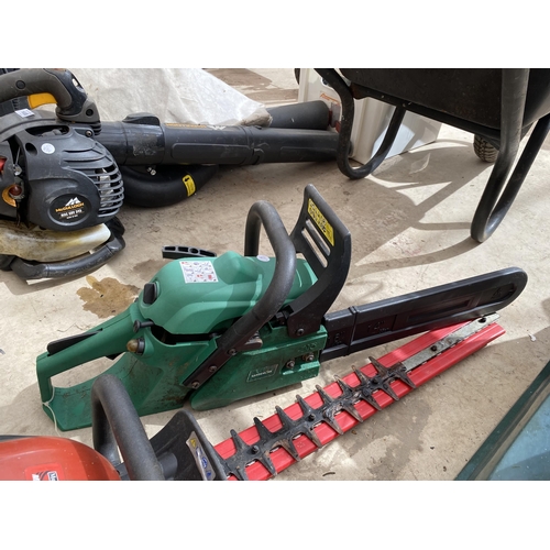 1607 - A MOUNTFIELD PETROL HEDGE TRIMMER AND A PETROL CHAINSAW