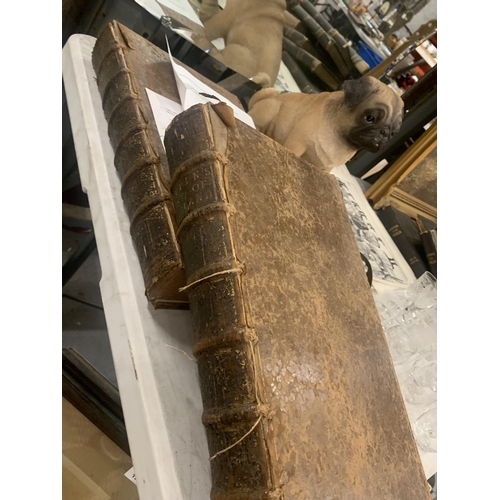 1210 - TWO LARGE ANTIQUARIAN FOLIO LEATHER BOUND 'HISTORY OF ENGLAND' DATED 1751