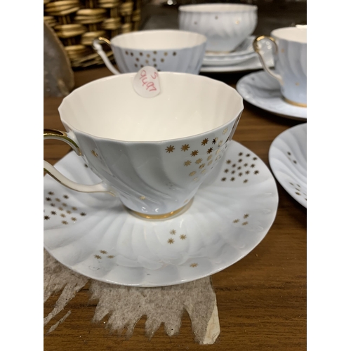 1234 - A TWELVE PIECE QUEEN ANNE TEASET - BABY BLUE WITH GOLD STARS