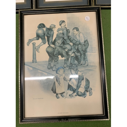 1247 - FOUR FRAMED PRINTS BY GERALD EMBLETON DEPICTING VICTORIAN PLAYGROUND DAYS