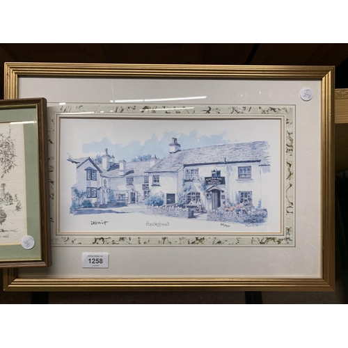 1258 - A LIMITED EDITION PRINT 46/850 OF HAWKSHEAD TOGETHER WITH A PRINT OF MATJIESFONTEIN VILLAGE C.P. BY ... 