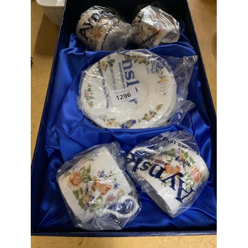 1296 - VARIOUS NEW AND BOXED AYNSLEY CERAMIC ITEMS TO INCLUDE SMALL OVEN DISH AND CUPS ETC