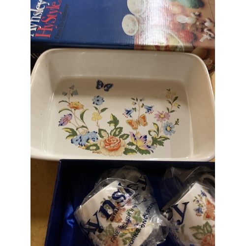 1296 - VARIOUS NEW AND BOXED AYNSLEY CERAMIC ITEMS TO INCLUDE SMALL OVEN DISH AND CUPS ETC