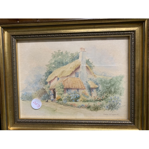 1270A - TWO WATERCOLOURS OF COTTAGES BY MARIE McCORMICK OF CONGLETON IN GILT FRAMES 25.5CM X 20.5CM