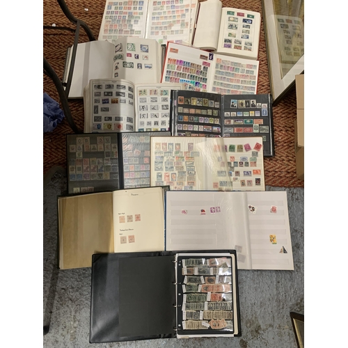 376 - A LARGE QUANTITY OF WORLD STAMPS IN ALBUMS - 11 ALBUMS IN QUANTITY