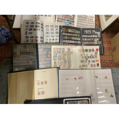 376 - A LARGE QUANTITY OF WORLD STAMPS IN ALBUMS - 11 ALBUMS IN QUANTITY