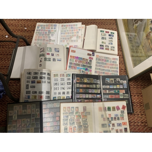 376 - A LARGE QUANTITY OF WORLD STAMPS IN ALBUMS - 11 ALBUMS IN QUANTITY