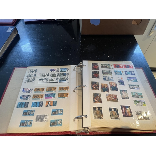 330A - A RED STAMP ALBUM OF GB, USA AND WORLD STAMPS